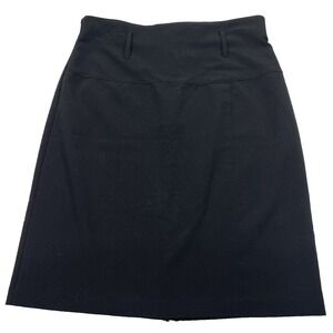 Wrapper Skirt Junior Women's Sz 13 Black‎ Flat Front Pencil Belt Loops Stretch